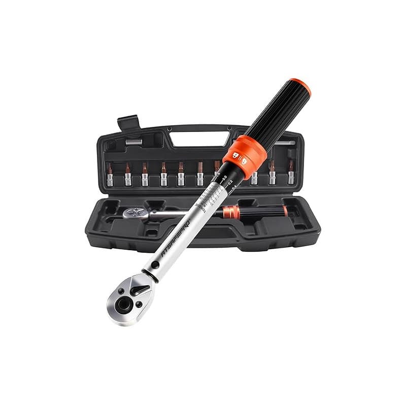 ATsafepro 14 Pièces Clé Dynamométrique 1/4'',1-25Nm Clé Dynamométrique Vélo,72 Dents Réglable Bidirectionnel,Rallonge,Adaptateur