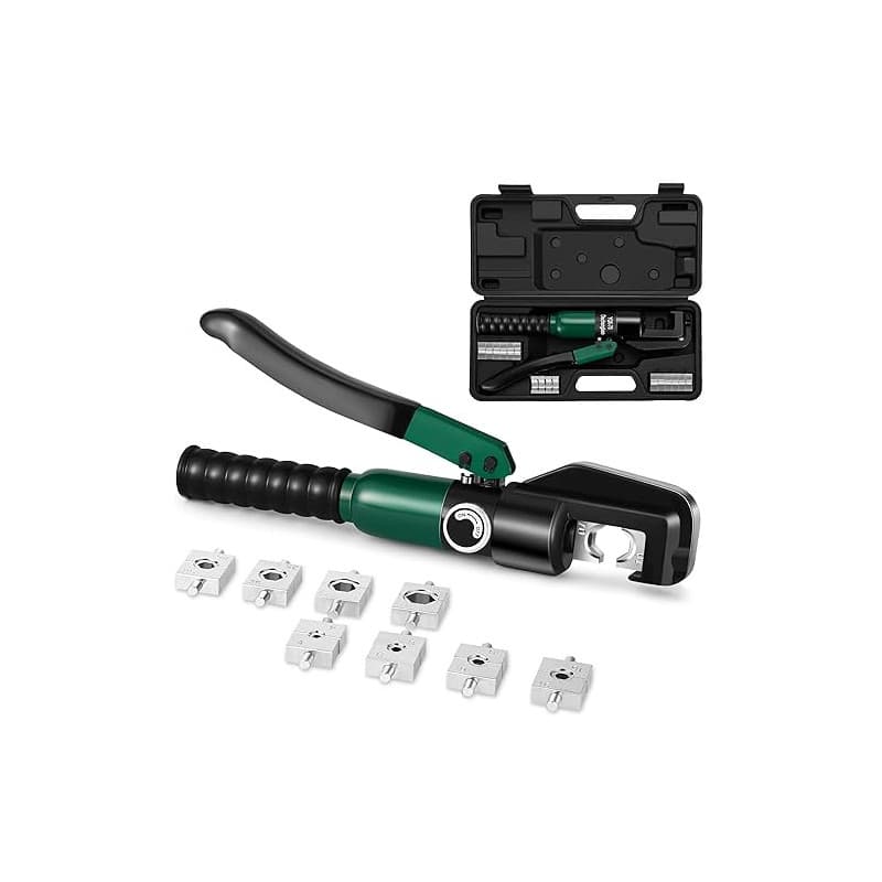 Dechengbao Pince à sertir hydraulique pour cosses de câble 6-70 mm², kit d'outils pour câbles de borne électrique avec 8 matrice