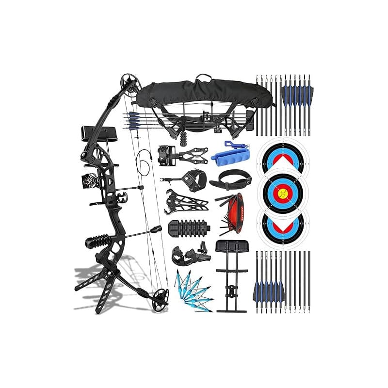 ZSHJGJR Ensemble Arc à poulies 34 Pouces Kit Arc Compound 40 Livres Tir à l'arc Arc de Chasse Adulte Set de Arc a poulies Sac av