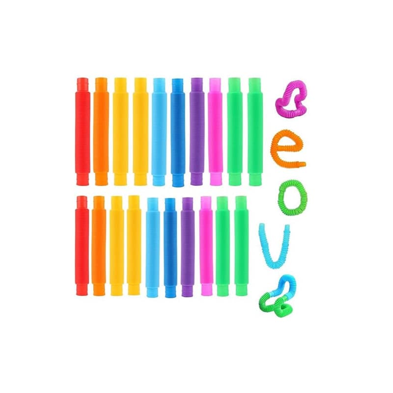 20 Pcs Pop Tube, Jouet sensoriel, Multicolore Pop Tubes, Tuyau Extensible, anti stress, adaptés aux enfants, aux adultes et aux