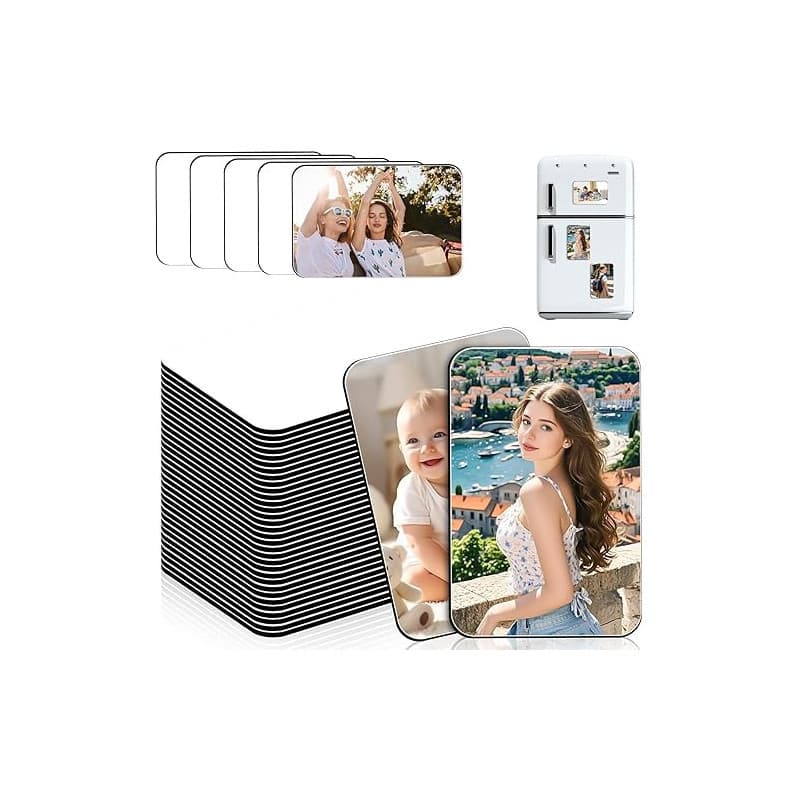 Aicharynic Lot de 50 aimants de sublimation - 5,5 x 7,5 cm - Personnalisables - Aimants décoratifs pour réfrigérateur et décorat