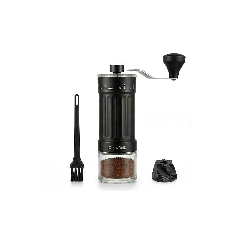 OrkeyDolk Moulin à café manuel extérieur réglable avec mécanisme conique de haute précision en céramique, réglage à 40 niveaux,