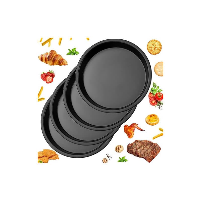 ANTHYTA Lot de 4 Moule à Tarte, Diamètre 18 cm Moule à Quiche, Moule à Tarte Ronde en Acier au Carbone, Plat à Tarte pour Four A