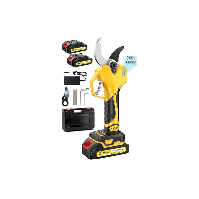 Sécateur Électrique Sans Fil, Secateur Electrique avec 3 Ouvertures de Lame Réglables, 1000w Moteur et L'écran pour Élagage, Séc