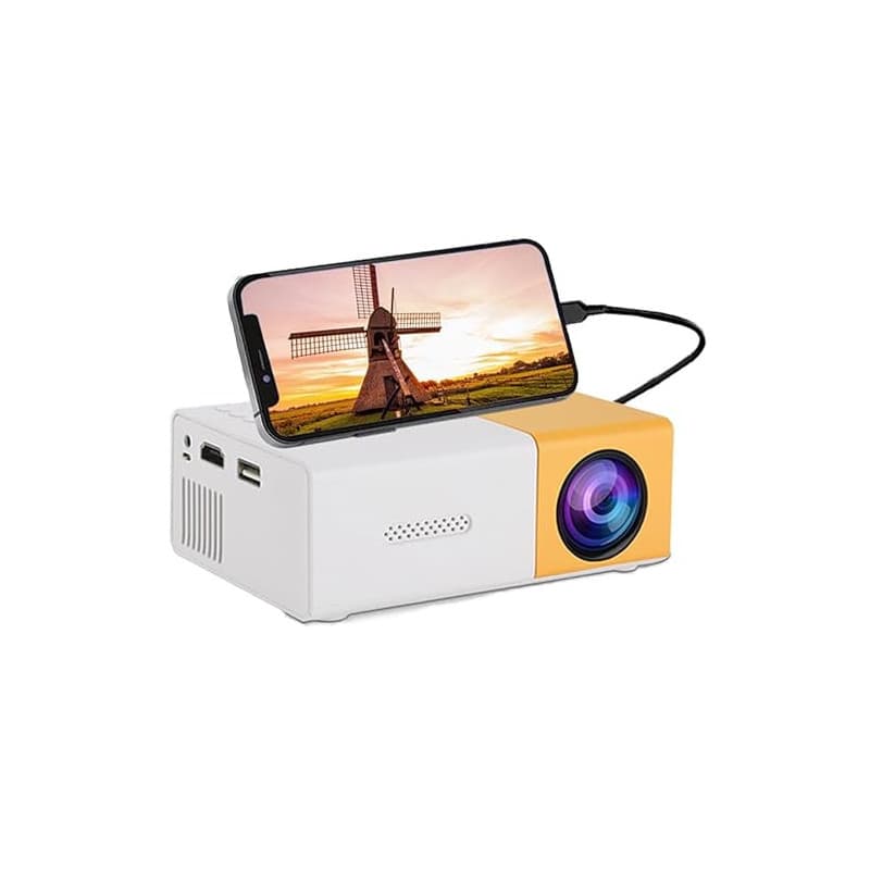 Mini Projecteur, Mini Projecteur Portable 1080P Full HD Supporté, Videoprojecteur avec Télécommande, Compatible avec HDMI/Audio/