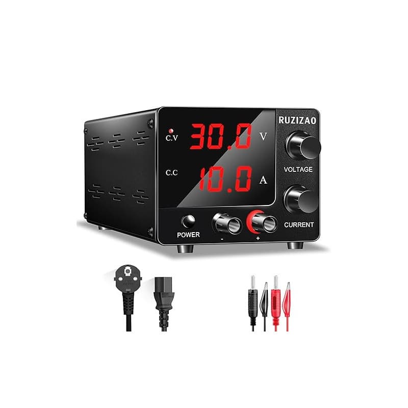 RUZIZAO Alimentation de Laboratoire 30V 10A, Puissance Maximale 150W 30V5A/15V10A Stabilisée Réglable à Courant Continu Avec Rég