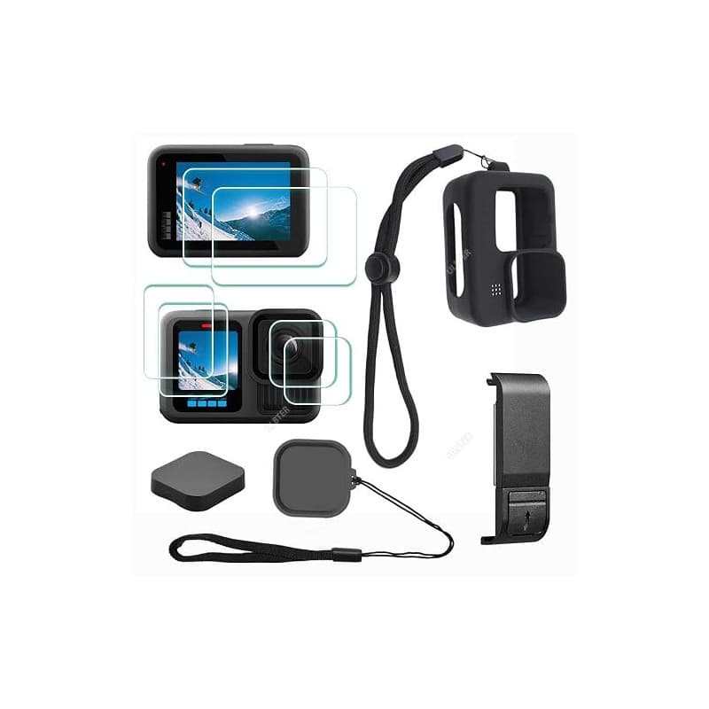ULBTER Accessoire pour GoPro Hero 13 Hero13 Protection écran pour Objectif + Couvercle Batterie + étui en Caoutchouc + Cordon +