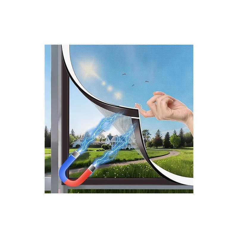 HOFUDON Moustiquaire Fenêtre Magnétique 130x150 cm,Durable Fibre de Verre, Taille Ajustable DIY,Moustiquaire Aimantée Fenetre Sa