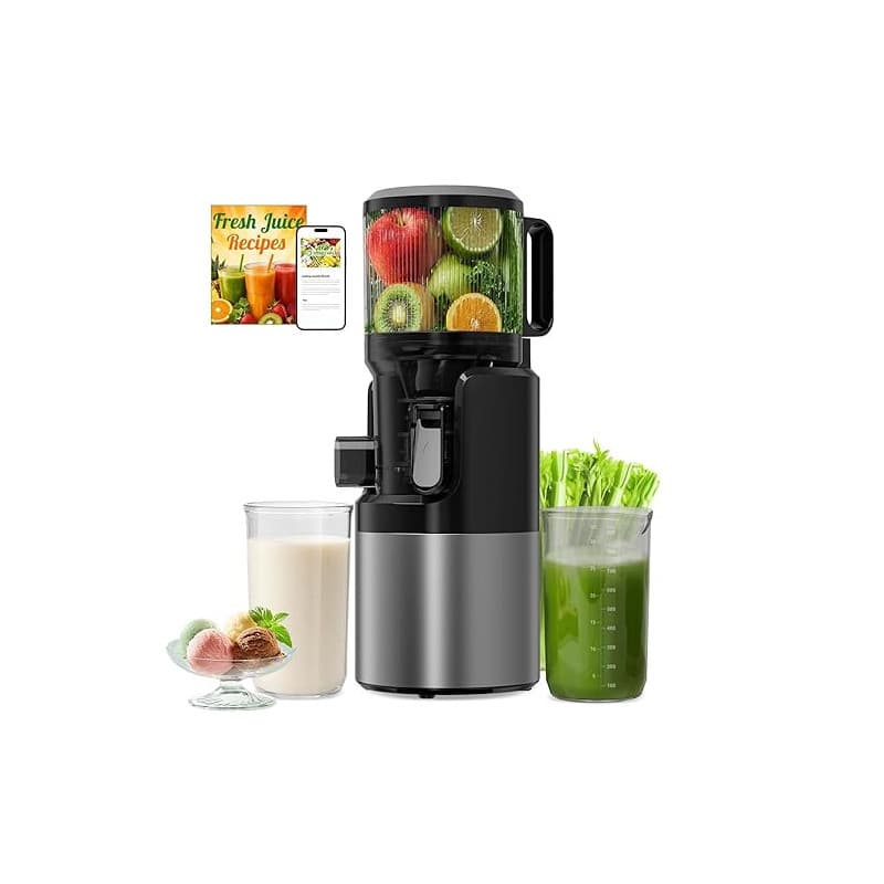 Extracteur de Jus à Froid 400W Slow Juicer, Goulotte XL 152 mm pour Fruits et Légumes Entiers, Haut Rendement, Tamis 3-en-1 pour