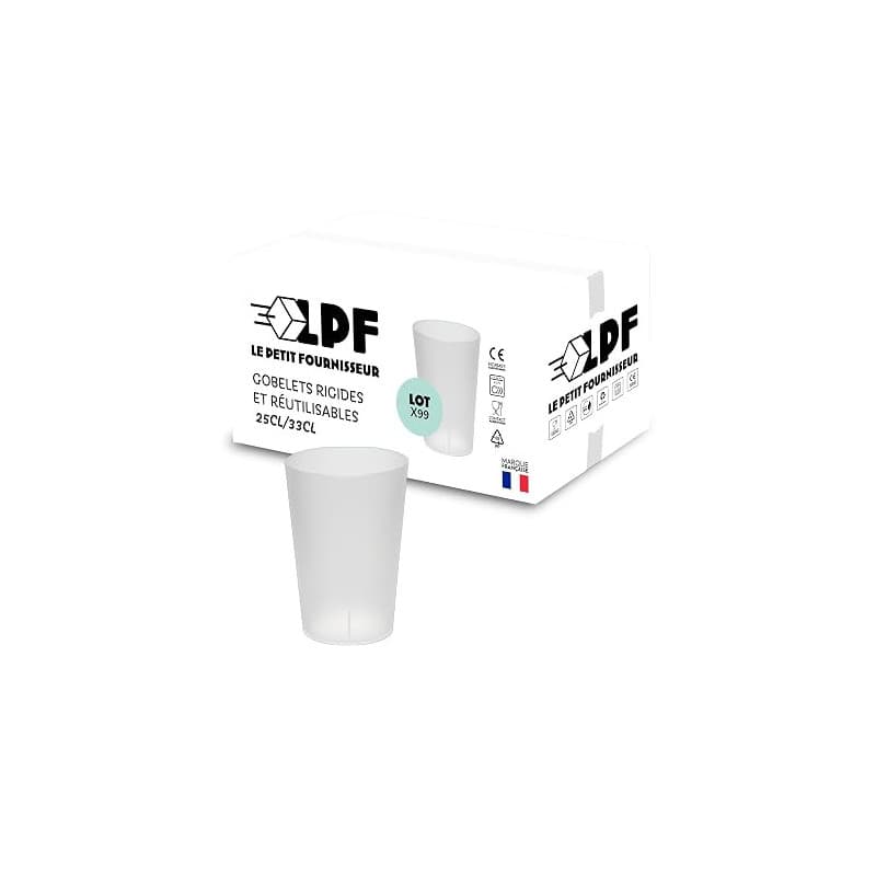 LPF LE PETIT FOURNISSEUR - Lot de 99 Gobelets réutilisables 25cl (33cl ras-bord)
