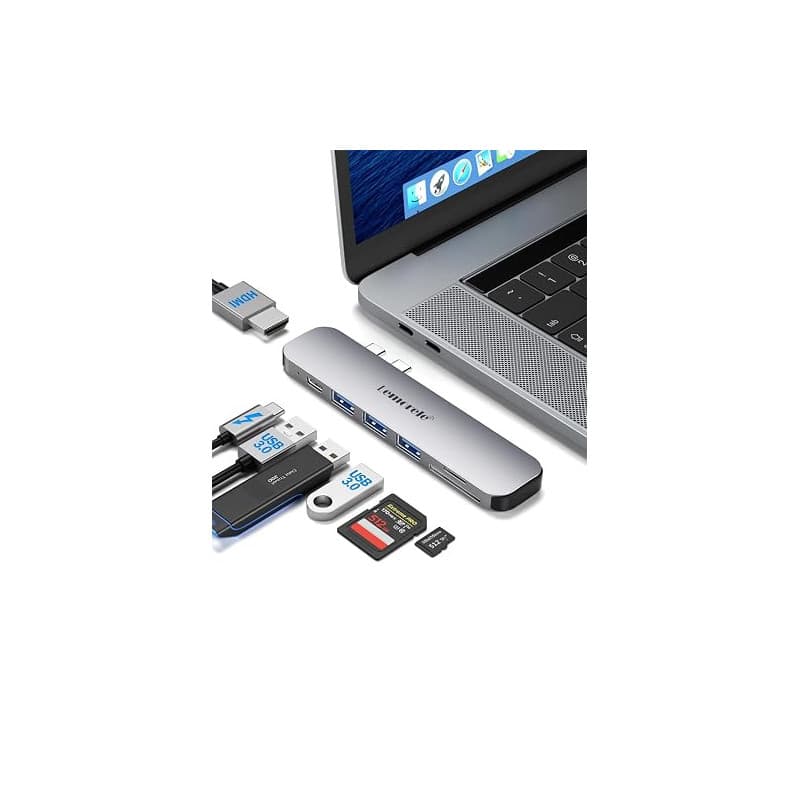 Lemorele Adaptateur USB C Multiport Hub 7 en 2 avec Thunderbolt 3, 3*USB 3.0, HDMI 4K, 100W PD, Port SD/TF, Hub USB C pour MacBo