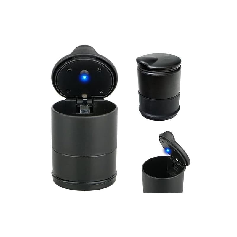 PARENCE.- Cendrier de voiture avec LED/Cendrier portable avec clapet d’ouverture - Voiture
