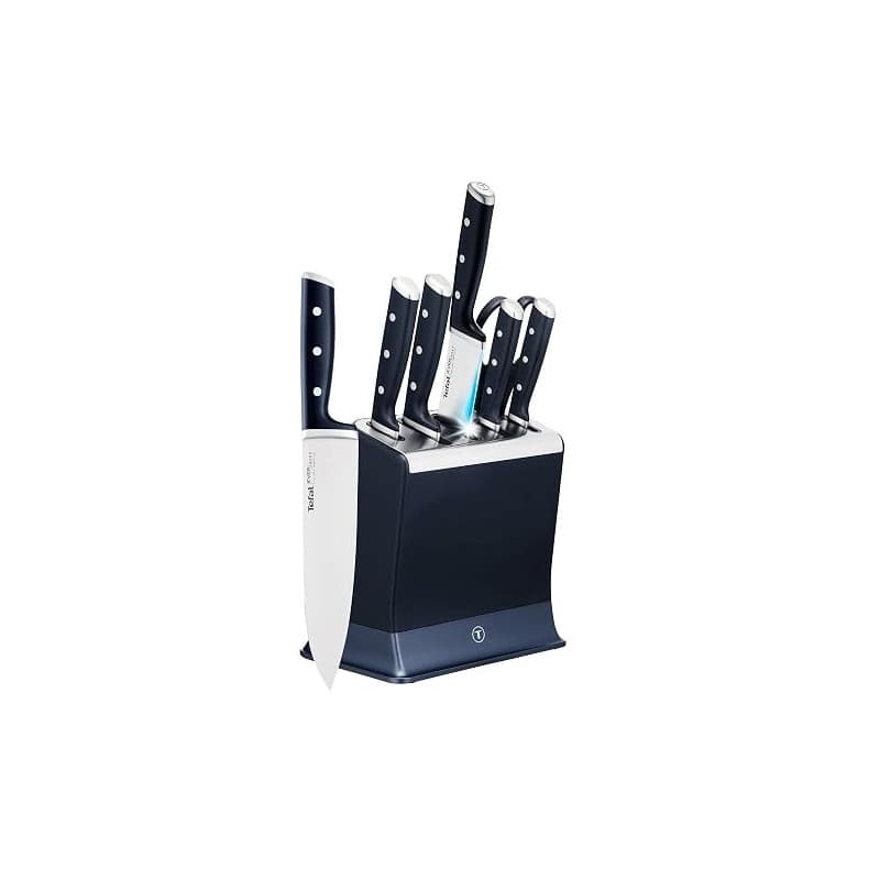Tefal EverSharp, Set de couteaux 6pièces, Bloc de couteaux avec affuteurs intégrés, 5couteaux, Ciseaux, Tranchant durable, K297S