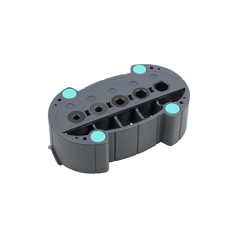 Wolfcraft 4685000 Guide de Perçage Mobile Accumobil pour Forêts Ø 4-10 mm | Gabarit de perçage d'angle à 90° avec patins antidér