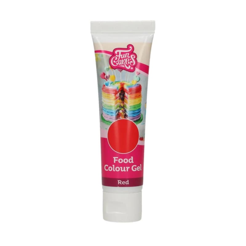 FunCakes Food Colour Gel Rouge: Colorant Alimentaire Gel Concentré pour le Fondant, la Pâte d'Amande, la Crème. Dosage Simple et