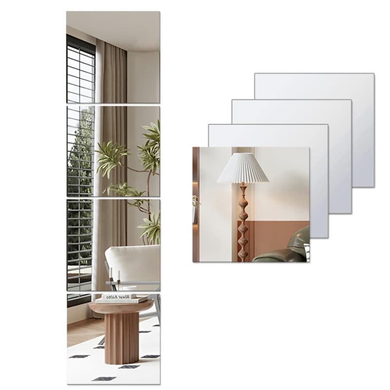 Lokiiz Lot de 4 Miroirs Autocollants en Acrylique pour Murs, Sécurité, Maquillage Mural, Grande Taille, Entraînement, Gym, Coulo
