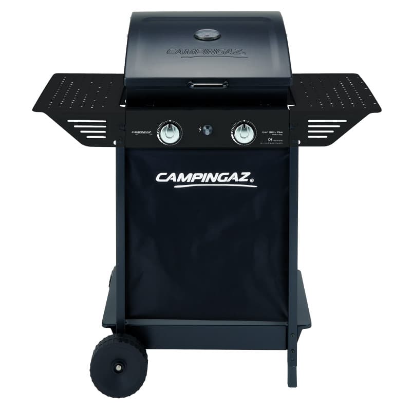 Campingaz Xpert 100 LS Plus Rocky BBQ à gaz en pierre de lave, Chariot BBQ avec 2 brûleurs et 1 cuisinière latérale, couvercle +