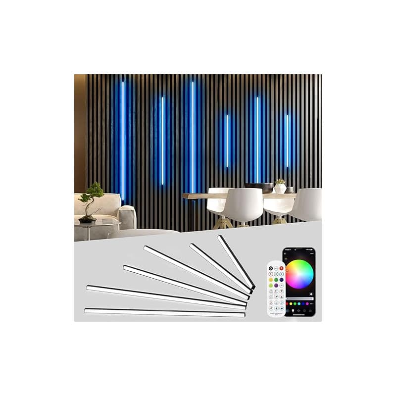 Lichaser Bandes LED RVB pour Panneaux Acoustiques, 6 Ruban Led Cuisine | WiFi LED Noires Compatibles Alexa, Encastré Bande LED A