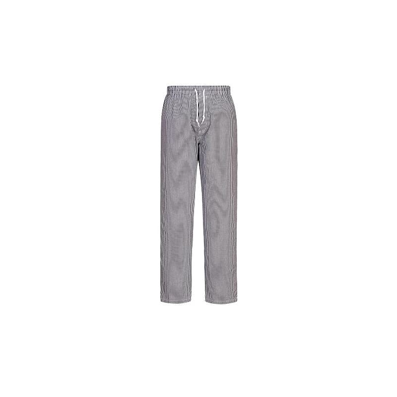 Bromley Chef Pantalon Taille élastique 100% coton alimentaire Restauration de travail, Black Check, M