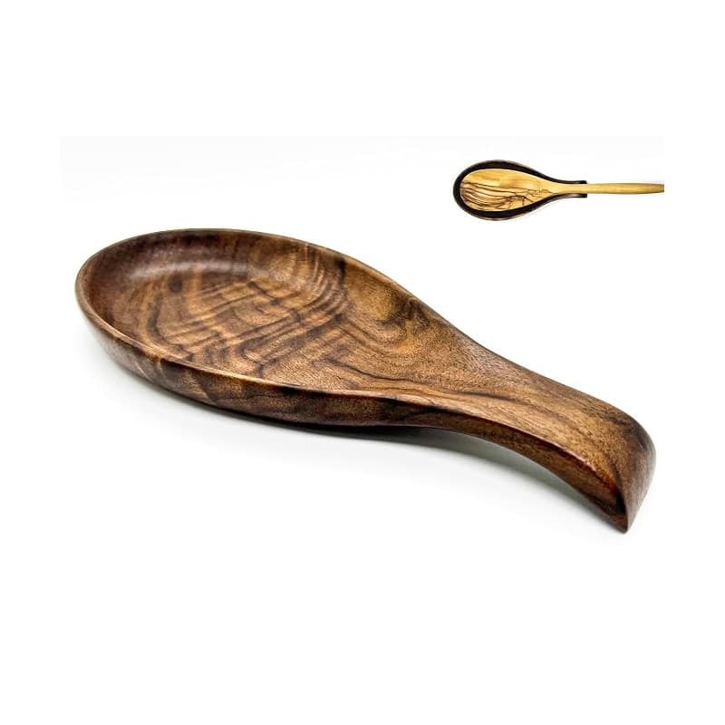 Repose-cuillère en Bois Noyer, Repose Cuillère Cuisine, Pour Louches, Pinces, Spatule, Porte-cuillère Pour Cuisinière, pour Rang