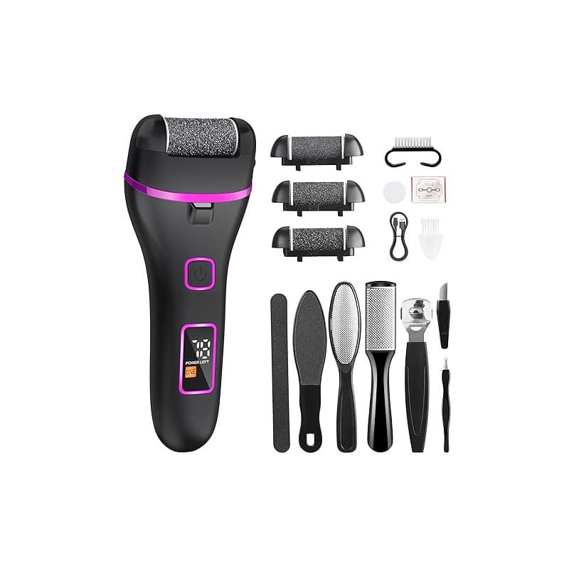 Wolady Lime électrique rechargeable et étanche pour callosités des pieds - Élimine la peau dure - Pour talons fissurés, brosse à