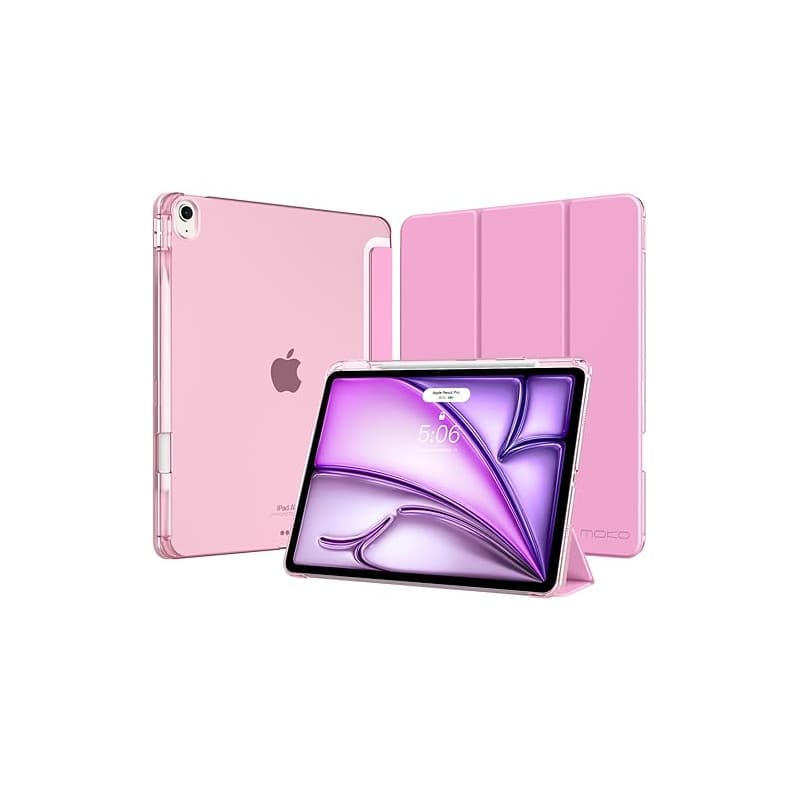 MoKo Coque pour iPad Air 13 Pouces (M4/M3/M2) 2026/2025/2024 avec Porte-Stylet, Mince Légère à Trois Volets avec PC Arrière Tran
