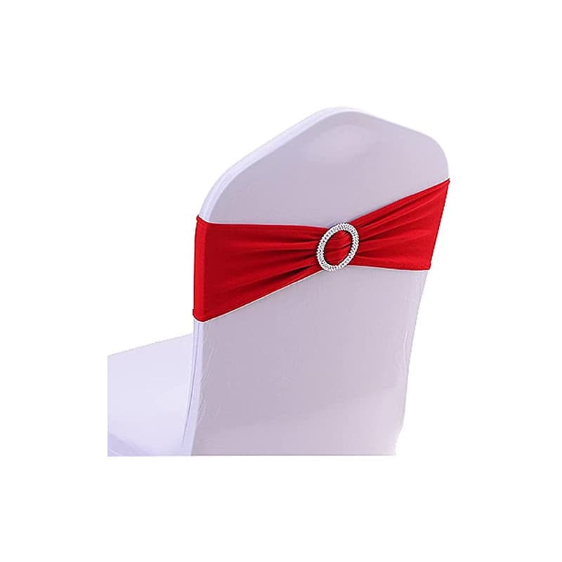 CNFQ 50 PCS Bandes élastiques pour sièges, Décorations pour chaises, Décoration de Mariage, Baptême, Bandes en Polyester avec de