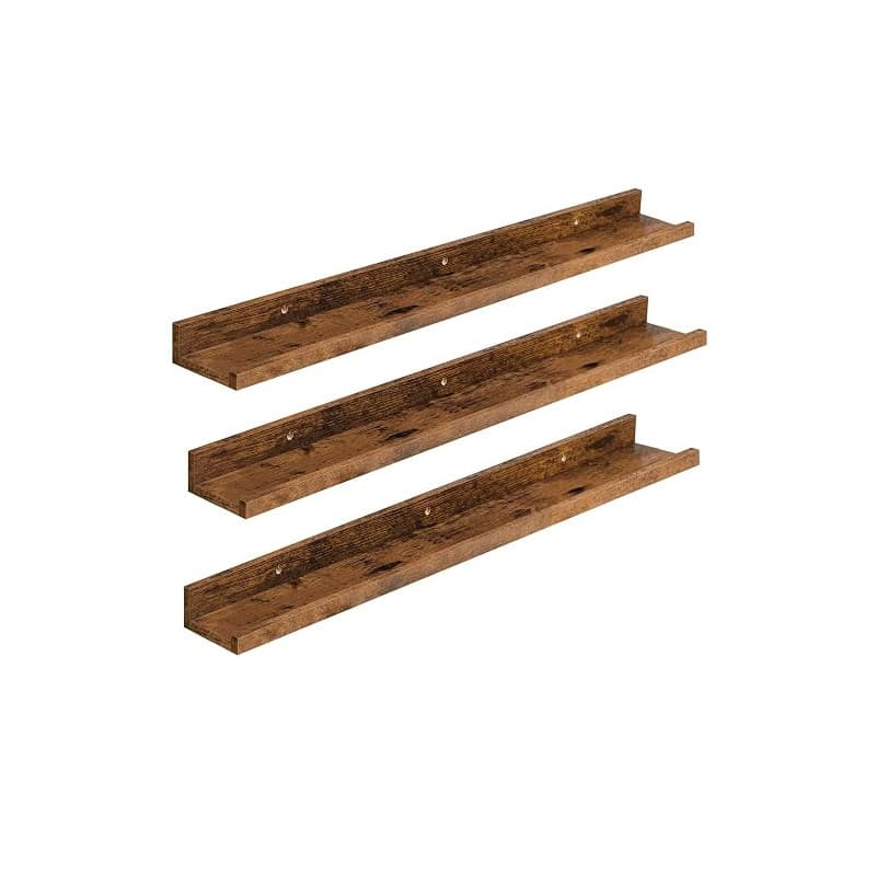 HOOBRO Étagères Flottantes, Étagères Murales, Lot de 3, Étagères Suspendues de 90 cm avec barrières surélevées et Attaches Invis