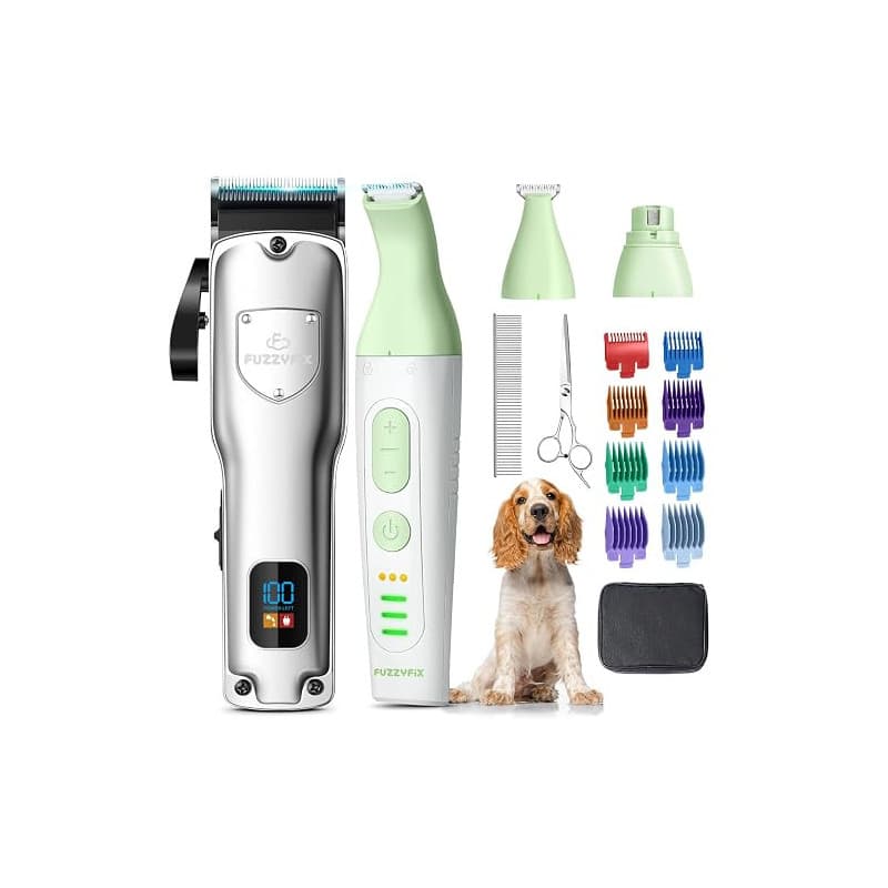 FuzzyFix Tondeuses Chiens et Tondeuse pour Pattes de Chien 4 en 1,Sans fil, Cilencieuse et Puissante pour Poils Longs et épais B