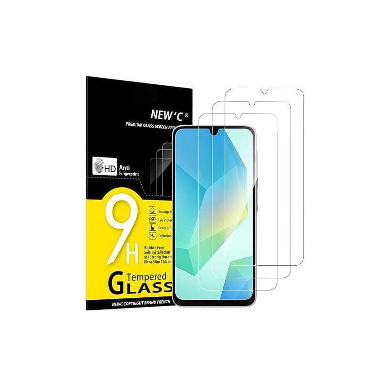 NEW'C Lot de 3, Verre Trempé pour Samsung Galaxy A17 2025, Galaxy A16 5G, Galaxy A26 5G, Film en Protection écran efficace contr