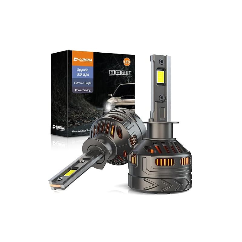 D-Lumina Ampoule H1 LED, 180W 40000LM 6500K Blanc Froid 800% Luminosité Super Lumineux Xenon H1 LED Anti Erreur Voiture Kit de C