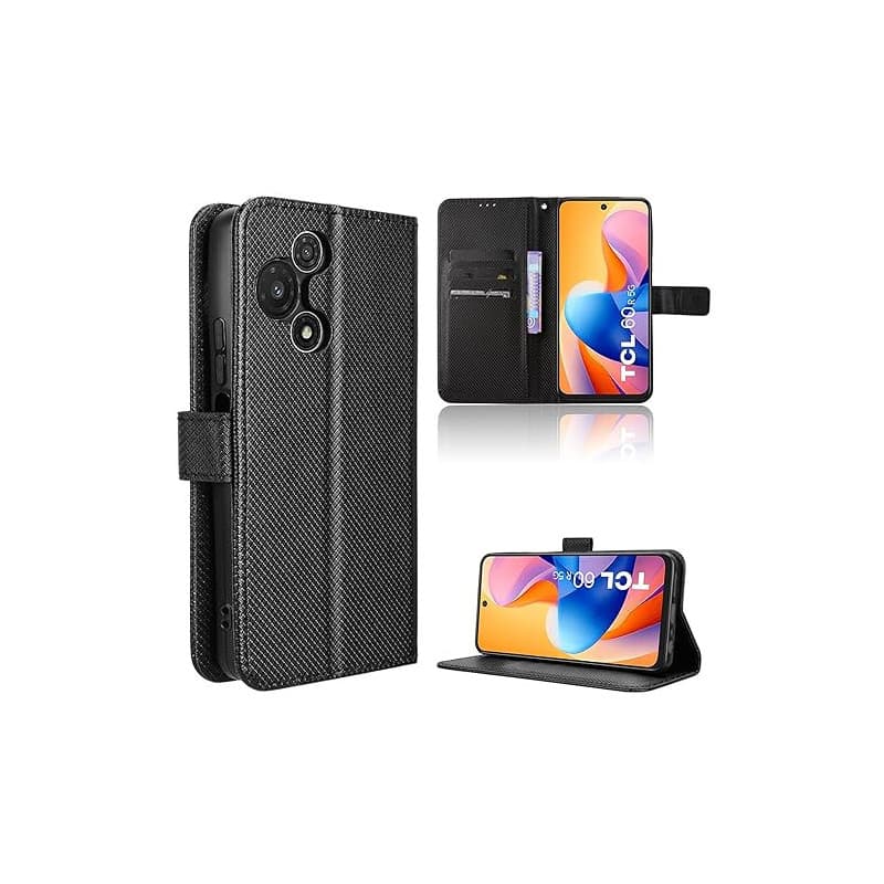 Rojeuinn Coque pour TCL 60 R 5G Protection Case, Étui de Protection Portefeuille Antichoc Premium Fibre -Housse Étui Compartimen