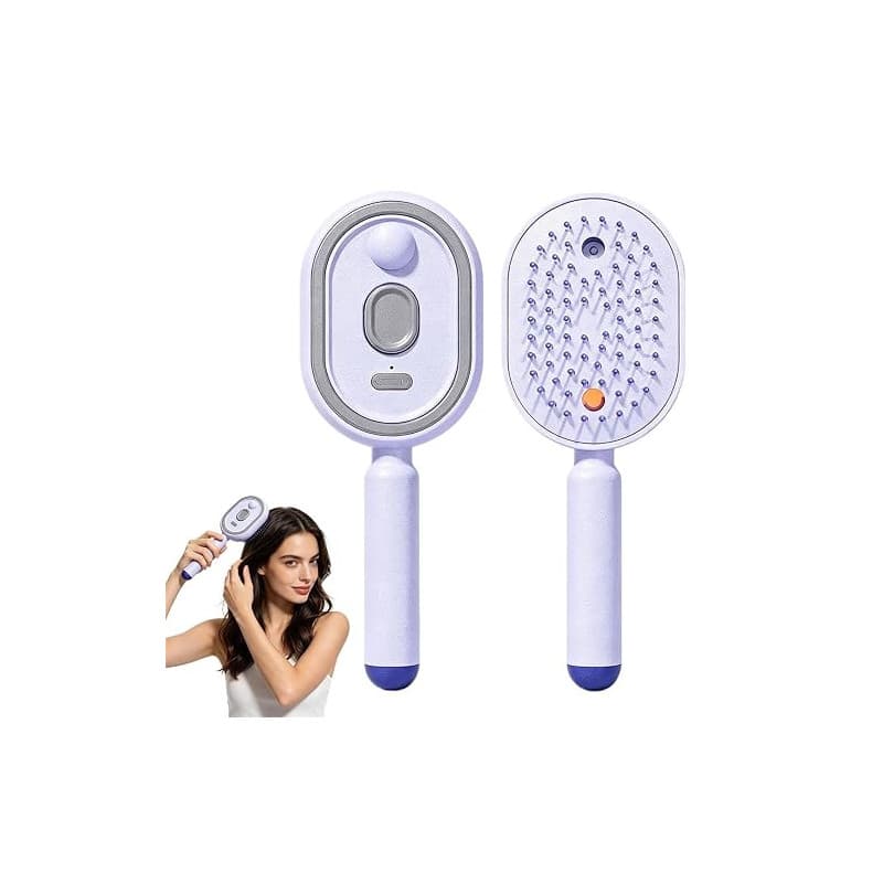 Peigne de Massage Électrique à Coussin d'Air avec Spray et Lumière Rouge, Brosse Vapeur Cheveux, Coiffage Lissant pour Cheveux S