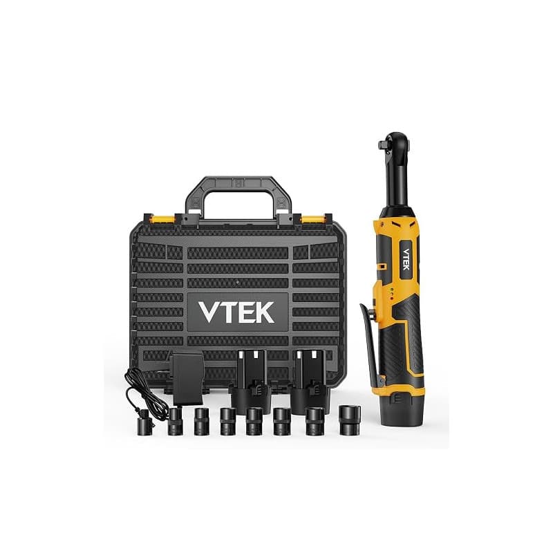 VTEK Clé à cliquet sans fil étendue 3/8" Clé à cliquet électrique 12V 40 pi-lb 400 tr/min,Déclencheur à Vitesse Variable