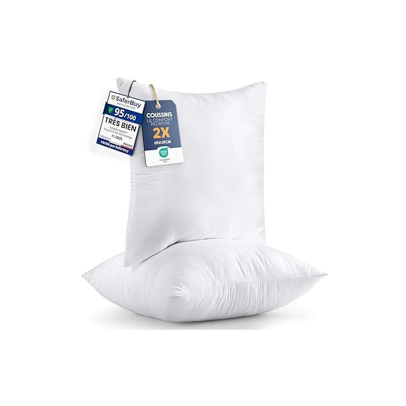 Utopia Bedding Coussins de Garnissage 65 x 65 cm (Lot de 2), Coussin à Recouvrir, Oreillers Intérieur, Rembourrage Coussins (Bla