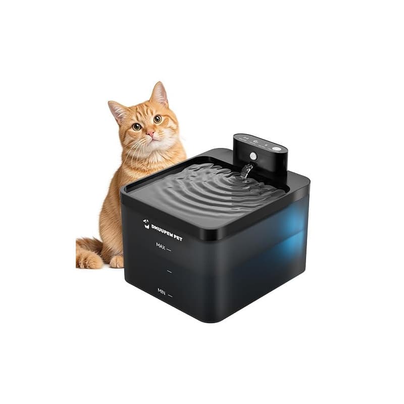 DMUUPEW Pet Fontaine à Eau pour Chat à Activation Automatique | Silencieuse et sans Fil, 2.2L à Filtration Multiple résistante a