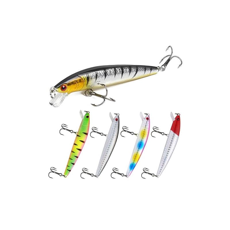 XUZOPIM 5 Pcs Leurre De Surface Bar Peche Mer Appât Flottant Avec Queue Pivotante Pour Bar Leurre De Surface Bionique Pour Carna