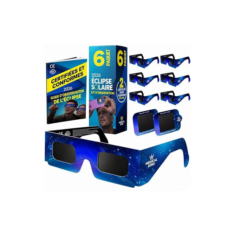 Lunettes Eclipse Solaire 2026 – Lot de 6/50/100 Paires Premium avec 2 Filtres Solaires pour Smartphone, Lunettes Eclipse Solaire