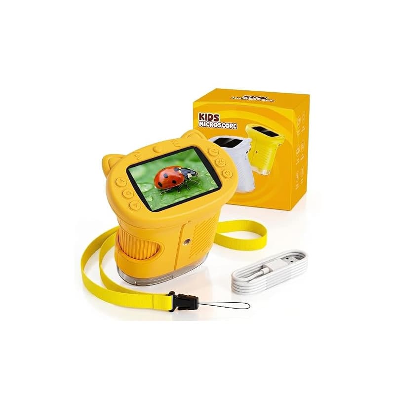 OAEBLLE Microscope Enfant, Numérique 4K avec Écran HD 2,4" et Zoom 1000X, Loupe Électronique Portable 8 LED USB Photo Vidéo, Jou