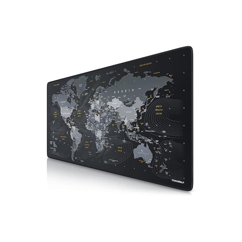 TITANWOLF - Tapis de Souris Gaming Global 900x400mm - sous-Main Bureau planisphère Gamer Extra Large XXL en Tissu, Base antidéra