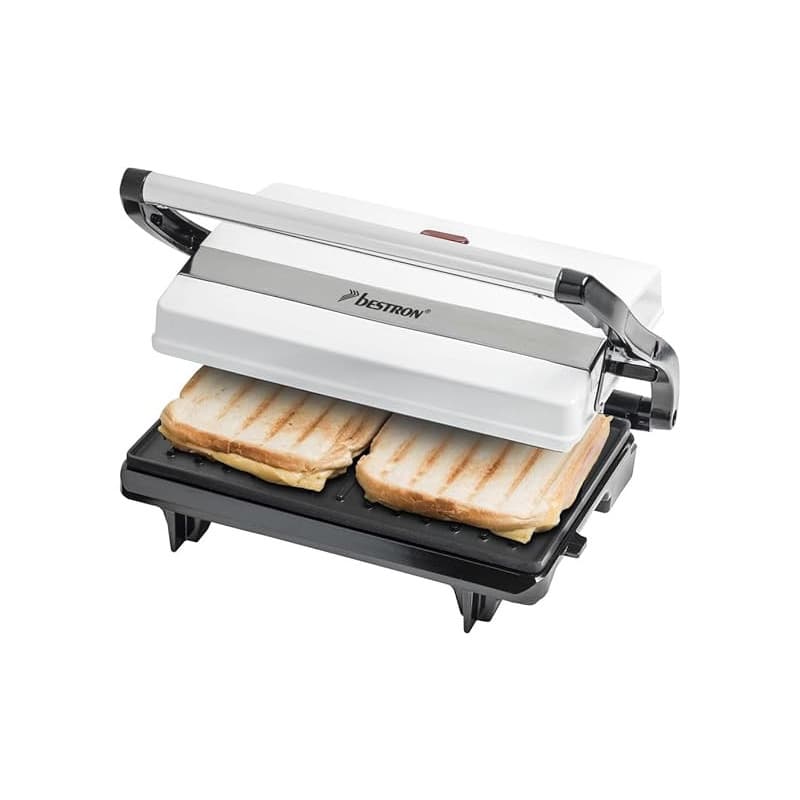 Bestron Machine a panini avec bac de récupération, Appareil panini avec poignée Cool-Touch, Paninimaker avec revêtement antiadhé