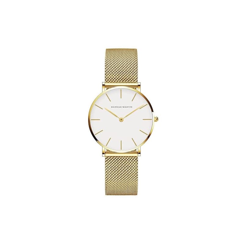 HANNAH MARTIN Très Mince Montre pour Femme Quartz Analogique Étanche Acier Inoxydable