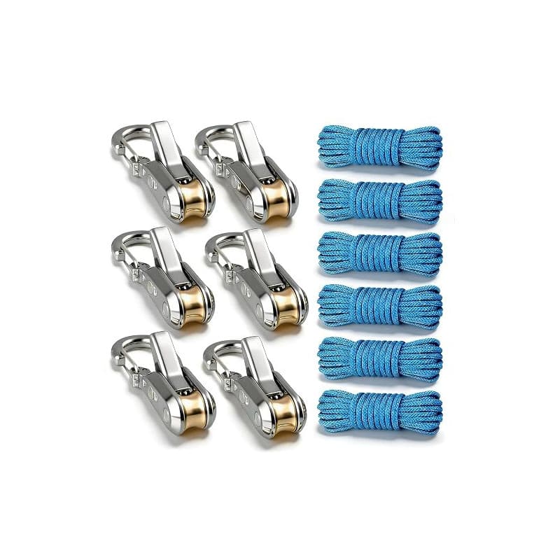 LeKuni Lot de 6 tendeurs de câble en acier inoxydable avec corde pour une fixation facile et sûre, tendeur de corde de camping a