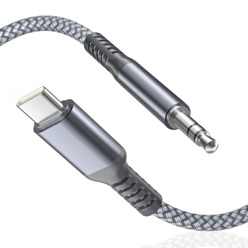BASESAILOR pour iPhone 17 16 Câble Auxiliaire USB C 1.2M,Type C vers 3.5mm | Câble Adaptateur Audio Aux Stéréo Jack pour Voiture