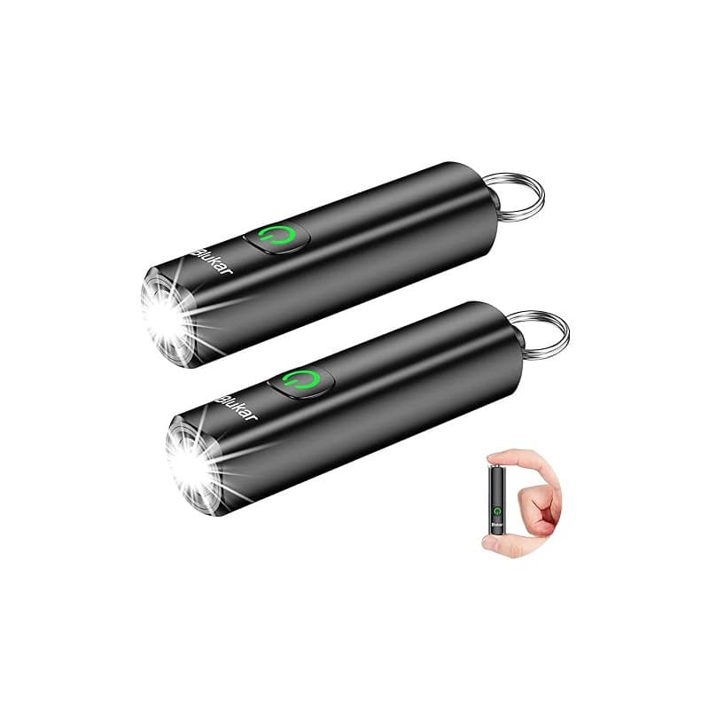 Blukar Mini Lampe Torche LED Rechargeable 360L Puissante, 3 Modes-2 Pack | EDC Mini Lampe de Poche Porte-clé LED, IPX6 Étanche,
