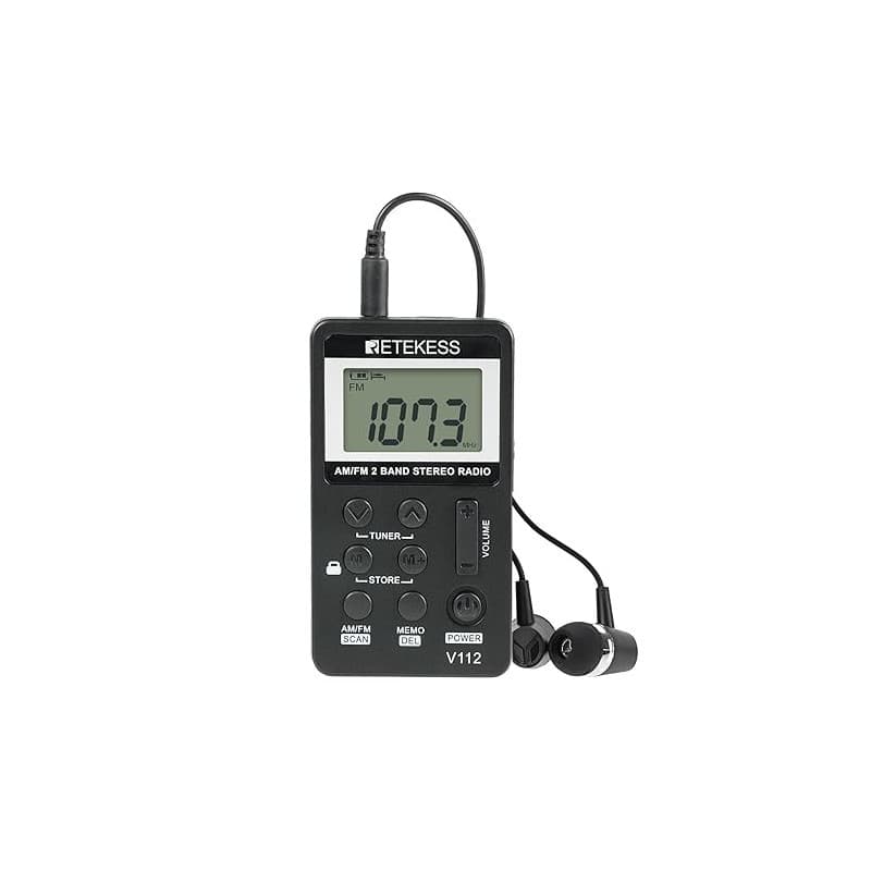 Retekess V112 Mini Radio Portable, FM AM Radio (Noir) | Choix Idéal Pour Extérieur, Camping, Voyage, Batterie Rechargeable, Minu