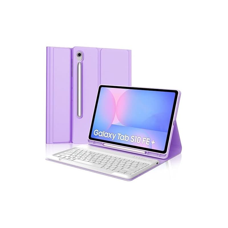 Coque Clavier pour Samsung Galaxy Tab S10 FE+ Plus 13.1" 2025, Clavier Azerty Français Bluetooth DéTachable, étui avec Bluetooth