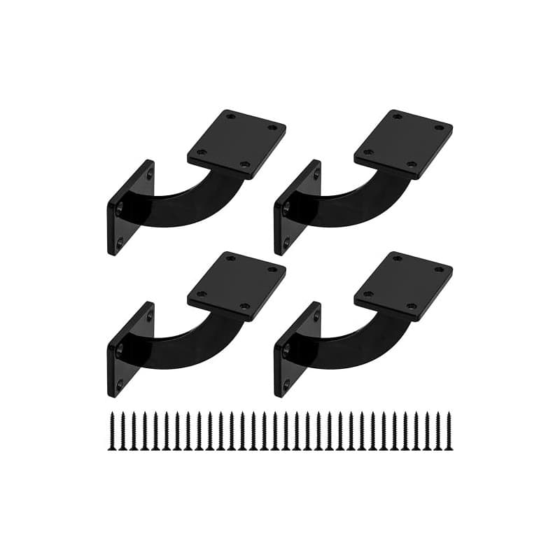Support, Lot de 4 Supports de Main Courante, Noir Porte-Mains Courantes pour Escaliers en Bois, Supports Fixations pour Rampes d