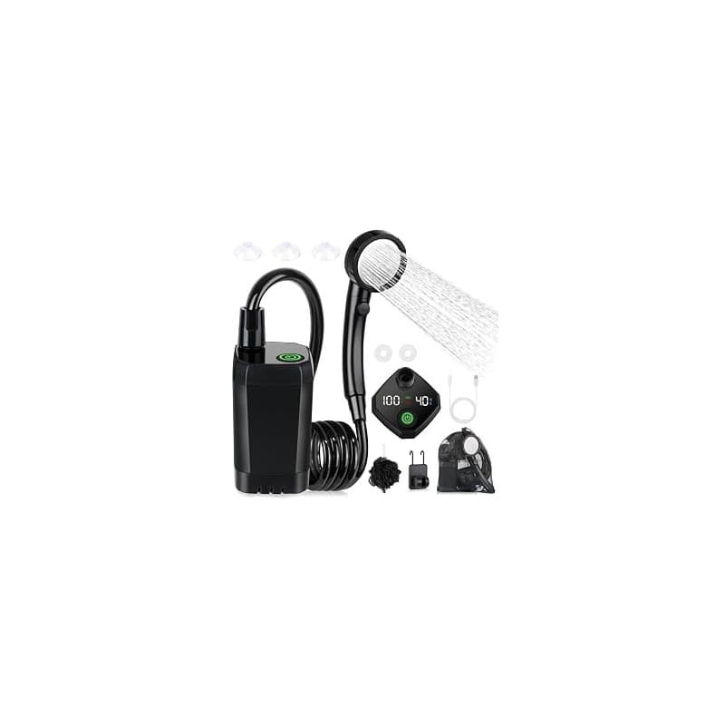 Spopal Kit Douche de Camping, Douche Portable,Pompe de Douche Électrique Rechargeable,Imperméable, avec Afficheur Intelligent et