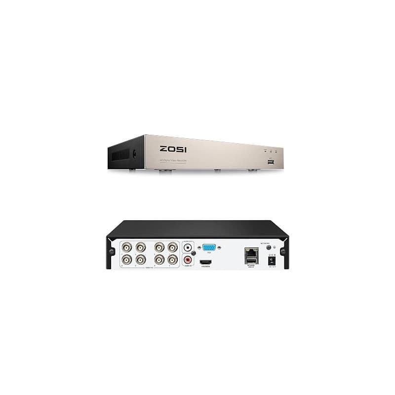 ZOSI Enregistreur DVR 8CH H.265+ 1080P, Détection Personne & Véhicule, Alerte APP Gratuite, sans Disque Dur, Enregistrement 24/7